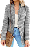 Plaid Print Lapel Collar Buttoned Blazer