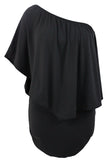 Plus Size Multiple Dressing Layered Dark Blue Mini Poncho Dress