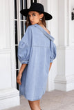 Asymmetric Cold Shoulder Denim Dress