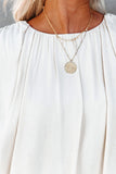 Crew Neck Billowy Sleeve Blouse