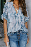 Printed Pocket Short Sleeve Blouse