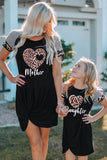 Leopard Heart Family Matching T-shirt Dress for Mother