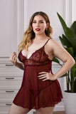 Lace Mesh Plus Size Babydoll with Thong