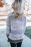 V Neck Drop-Shoulder Sleeve Leopard Color Block Top
