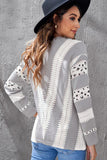 Animal Print Accent V Neck Sweater
