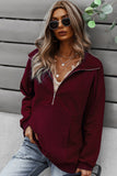 Quilted Patch Half Zipper Sweatshirt