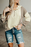 Apricot Contrast Block Waffle Knit Hoodie