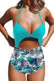 Floral Print Halter One-piece Swimsuit
