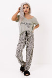 Print V Neck Elastic Waist Loose Lounge Set