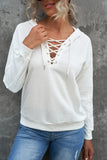 Casual Solid Color Lace-up Hoodie
