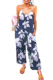 Palm Leaves Print Spaghetti Strap Wide Leg jumpsuit