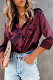 Satin Button Shirt with Pocket
