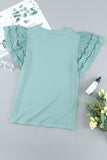 Hollow Out Ruffle Sleeve T-shirt