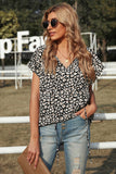 V-neck Short Sleeve Fashion Print Fantasy Fluttering Blouse