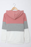 Zip Front Color Block Splicing Drawstring Hoodie