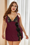 Multicolor Lace Stitching Tie Dye Plus Size Babydoll