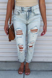 Vintage Wash Distressed Boyfriend Jeans