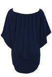 Plus Size Multiple Dressing Layered Dark Blue Mini Poncho Dress