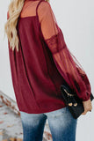 Fashion Lantern-Sleeve Lace Patchwork Top