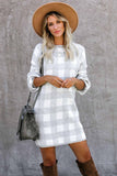 Gingham Balloon Sleeve Sweater Dress