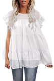 Dusty Pink Polka Dot Babydoll Style Flutter Sleeve Top