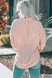 Pink Striped Buttons Closure Long Sleeve Shirt