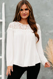 White Lace Detail Long Sleeve Top