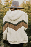 Beige Alfie Chevron Hoodie Sherpa Jacket