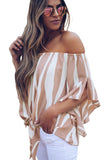 Off The Shoulder Vertical Stripes Blouse in Black