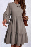 Tiered Ruffled Ribbed Long Sleeve Mini Dress