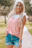 Flutter Shoulder Striped Print Tank Top