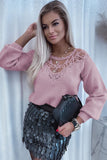 Lace Splicing Knitted Sweater