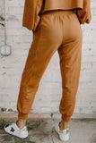 Letter Print Long Sleeve Crop Top and Elastic Waist Pants Set