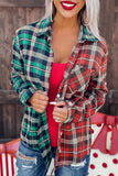 Plaid Color Block Buttoned Long Sleeve Shirt