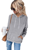Drawstring Long Sleeve Hoodie with Kangaroo Pocket