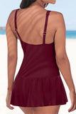 Lace up Ruched Bodyshaper Tummy Control Swimdress