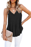 Solid V Neck Ruffle Tank