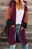 Cotton-blend Pocketed Colorblock Cardigan