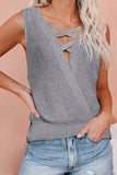 Crisscross Hollow-out Knit Tank Top