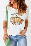 White Happy Fall Coffee Pumpkin Graphic Tee