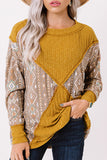 Tribal Geometric Print Ribbed Knit Top