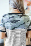 Camo Stripes Mix Prints T-shirt with Pocket
