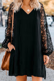 Lace Long Sleeves Shift Above Knee Dress