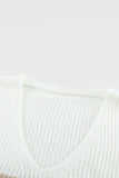 Khaki Colorblock V Neck Ribbed Knitted Sweater