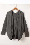 Chunky Knit Solid Cardigan with Pocket