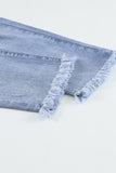 Distressed Raw Hem Straight Leg Jeans