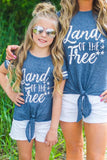 Family Matching Kid's Land of THE Free Striped Sleeve Knot Hem Tee