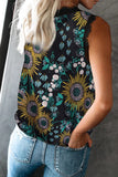V Neck Lace Trim Floral Tank