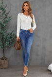 Lace Back Buttoned Henley Top
