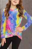 Tie Dyed Twist Knot Girl's Long Sleeve Top